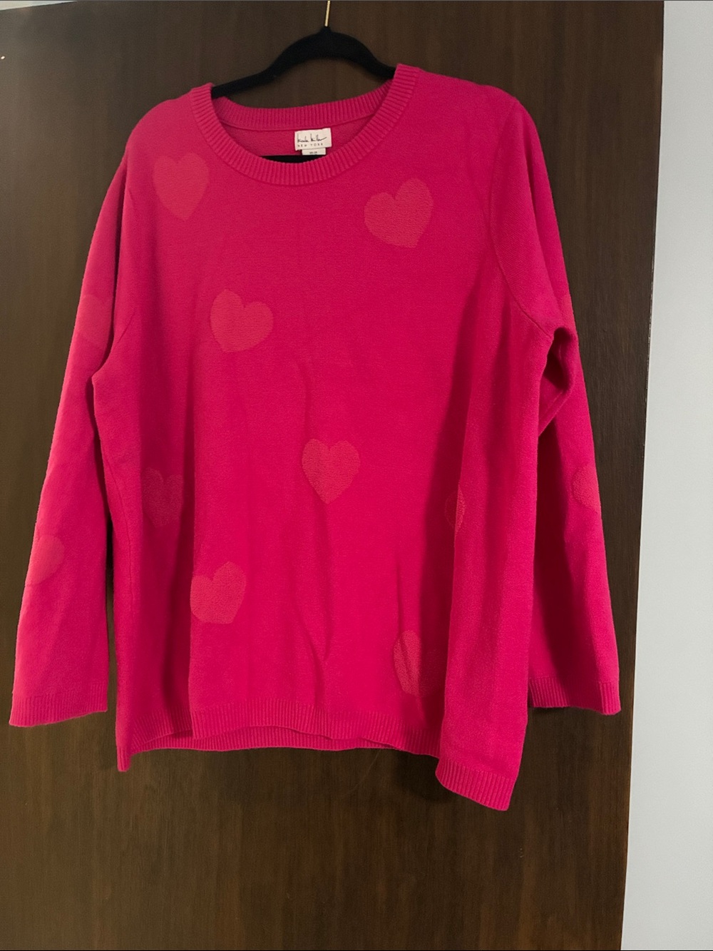 Nicole Miller Pink Heart 2X Sweater